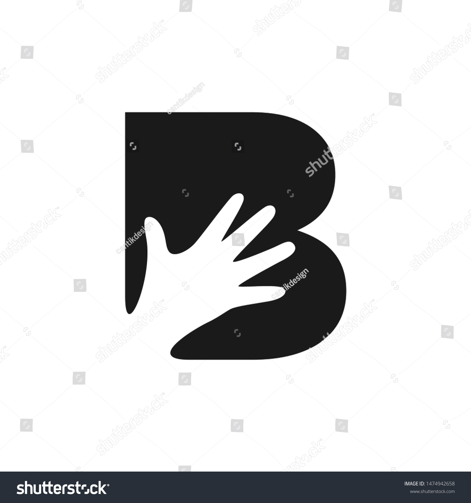 Letter B Hand Logo Design Template Stock Vector (Royalty Free ...