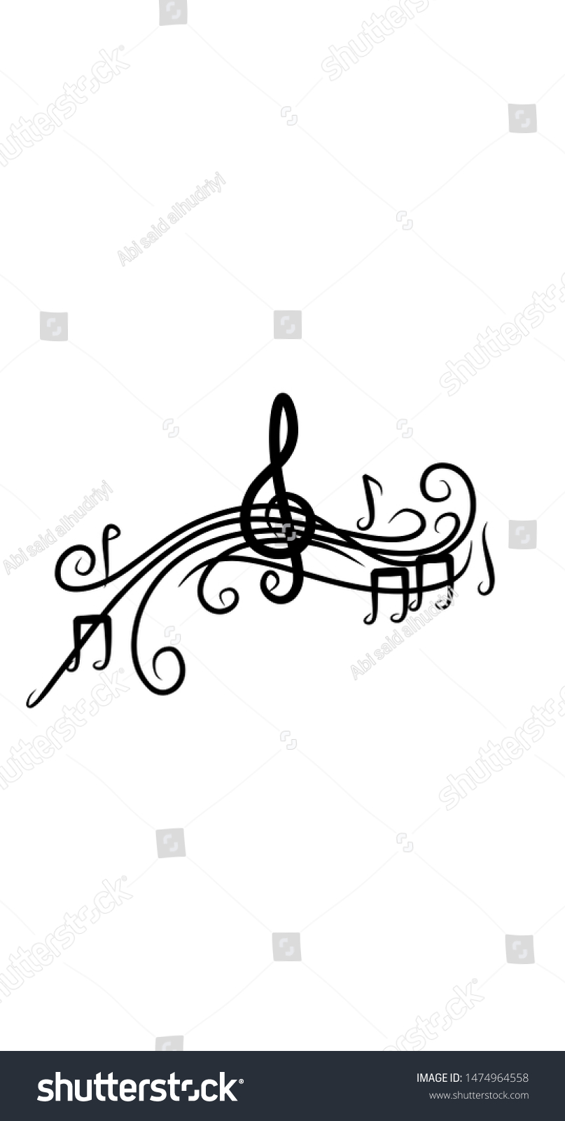 Music Notes On Scale Illustration Bitmap Stock Illustration 1474964558 ...