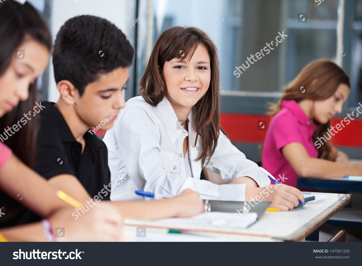 Portrait Teenage Girl Male Female Classmates Stock Photo 147561320 ...