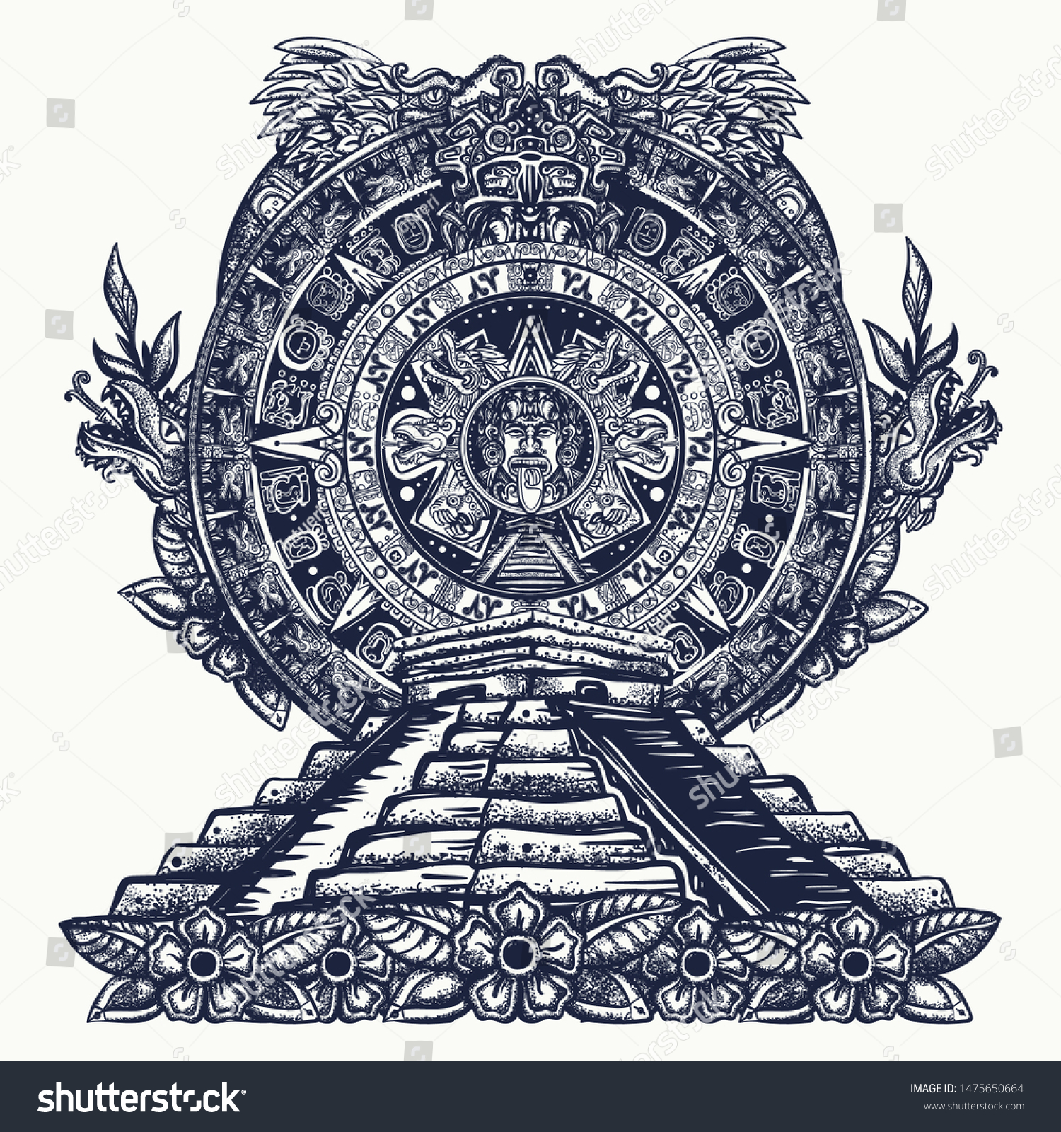 Пирамида Кецаль куатлч рисунок вектор