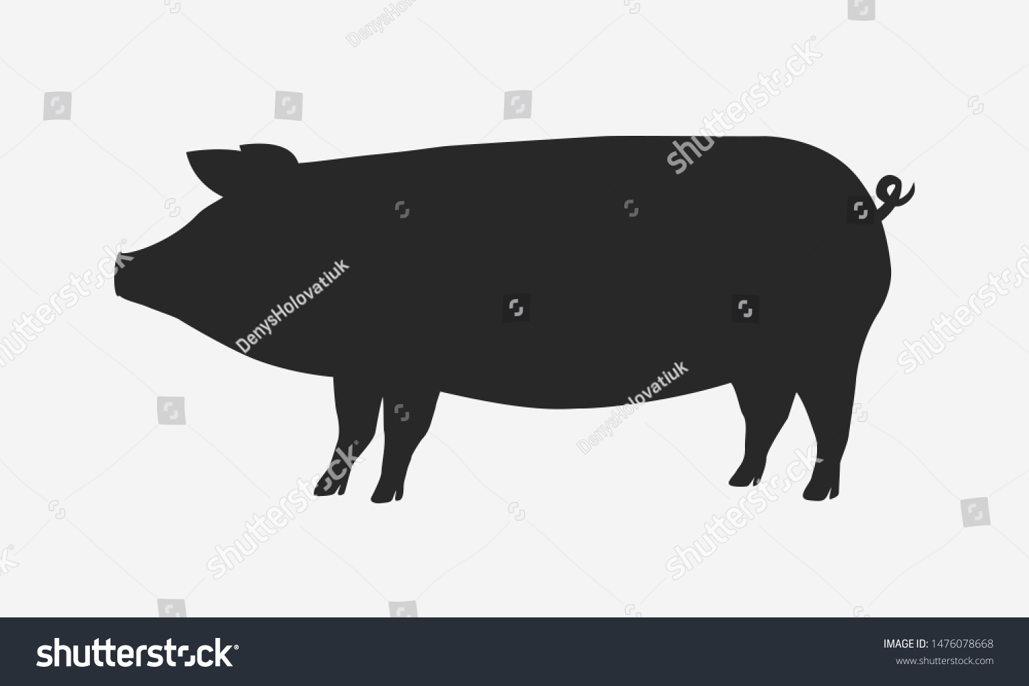 Pig Silhouette Isolated On White Background Stock Vector (Royalty Free ...