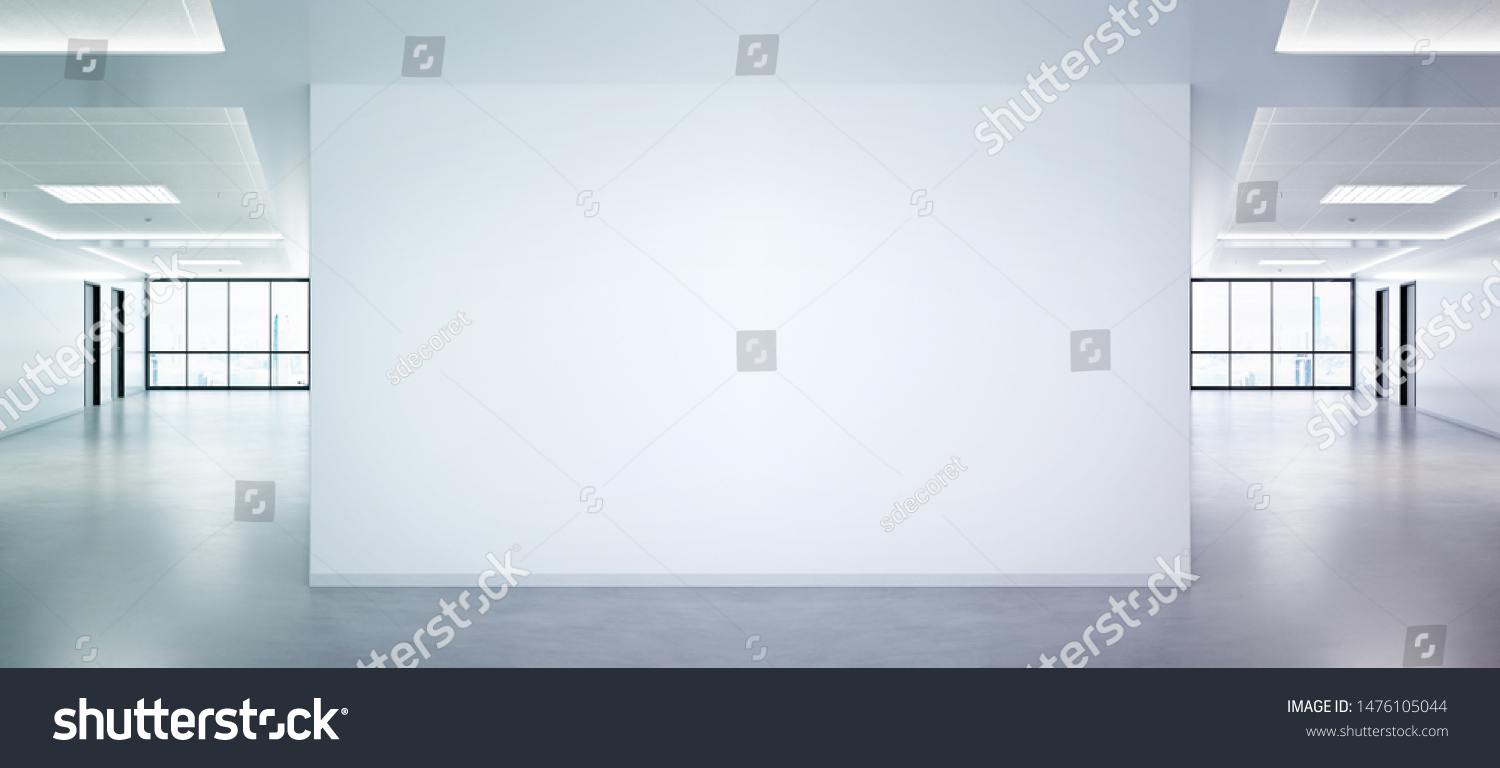 Blank Wall Bright Office Mockup Large Stock Illustration 1476105044 ...