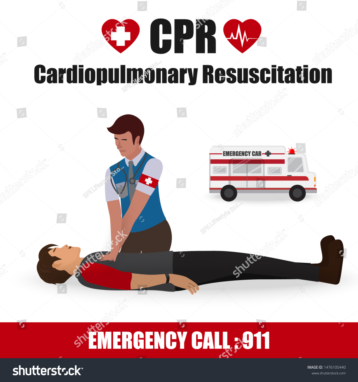 Cardiopulmonary Resuscitation Cpr Label Sign Emergency Stock Vector ...