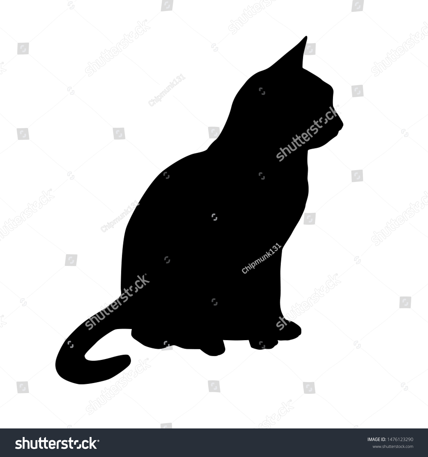 Vector Silhouette Cat Sitting Black Color Stock Vector (Royalty Free ...