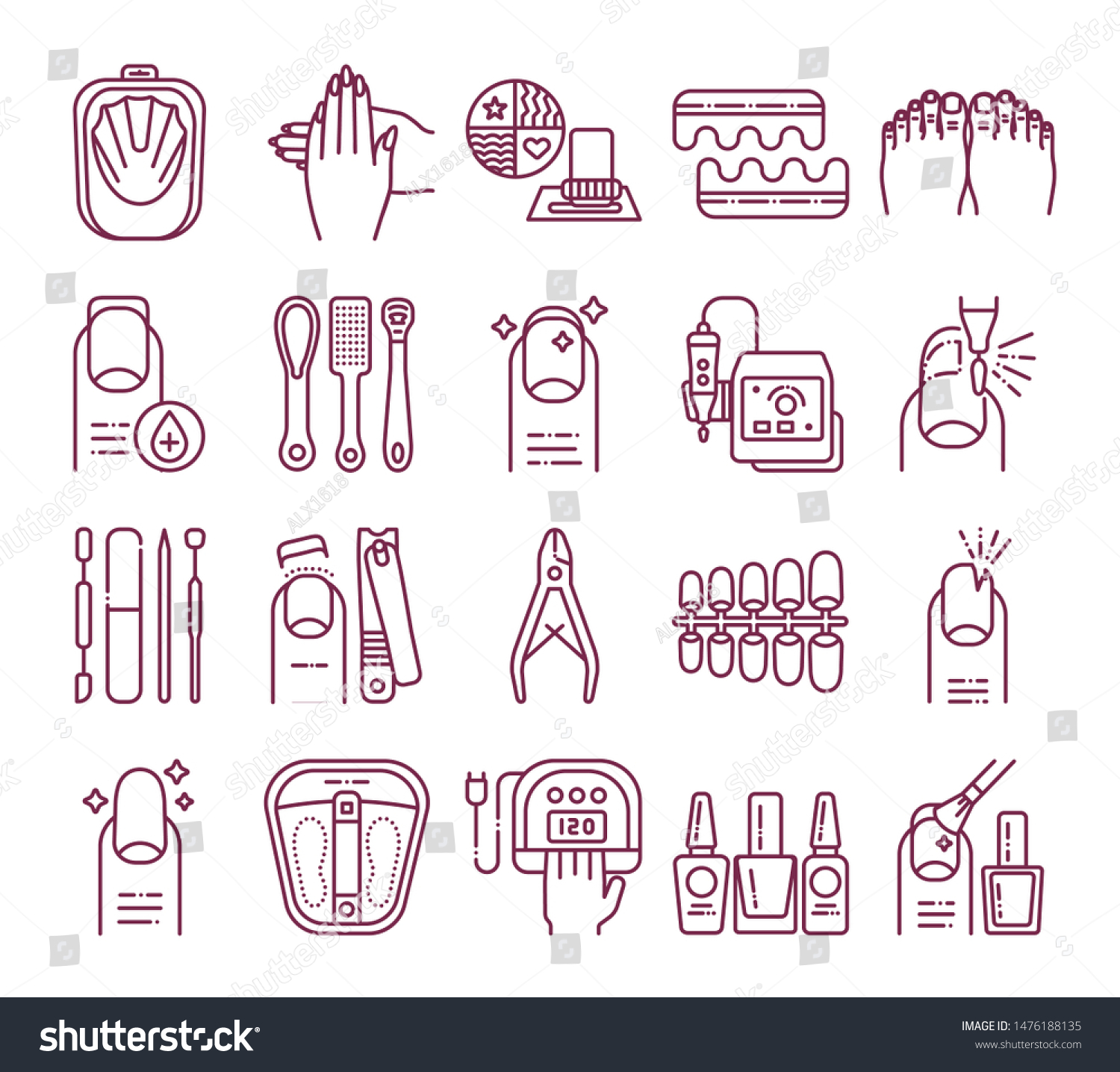 Manicure Pedicure Procedures Line Icons Set Stock Vector (royalty Free 