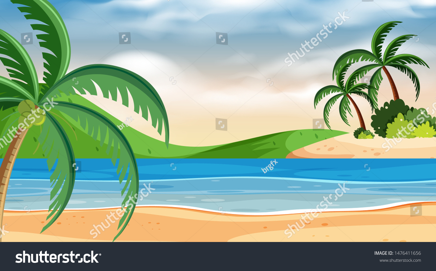 Landscape Background Design Blue Sea Illustration Stock Vector (Royalty ...