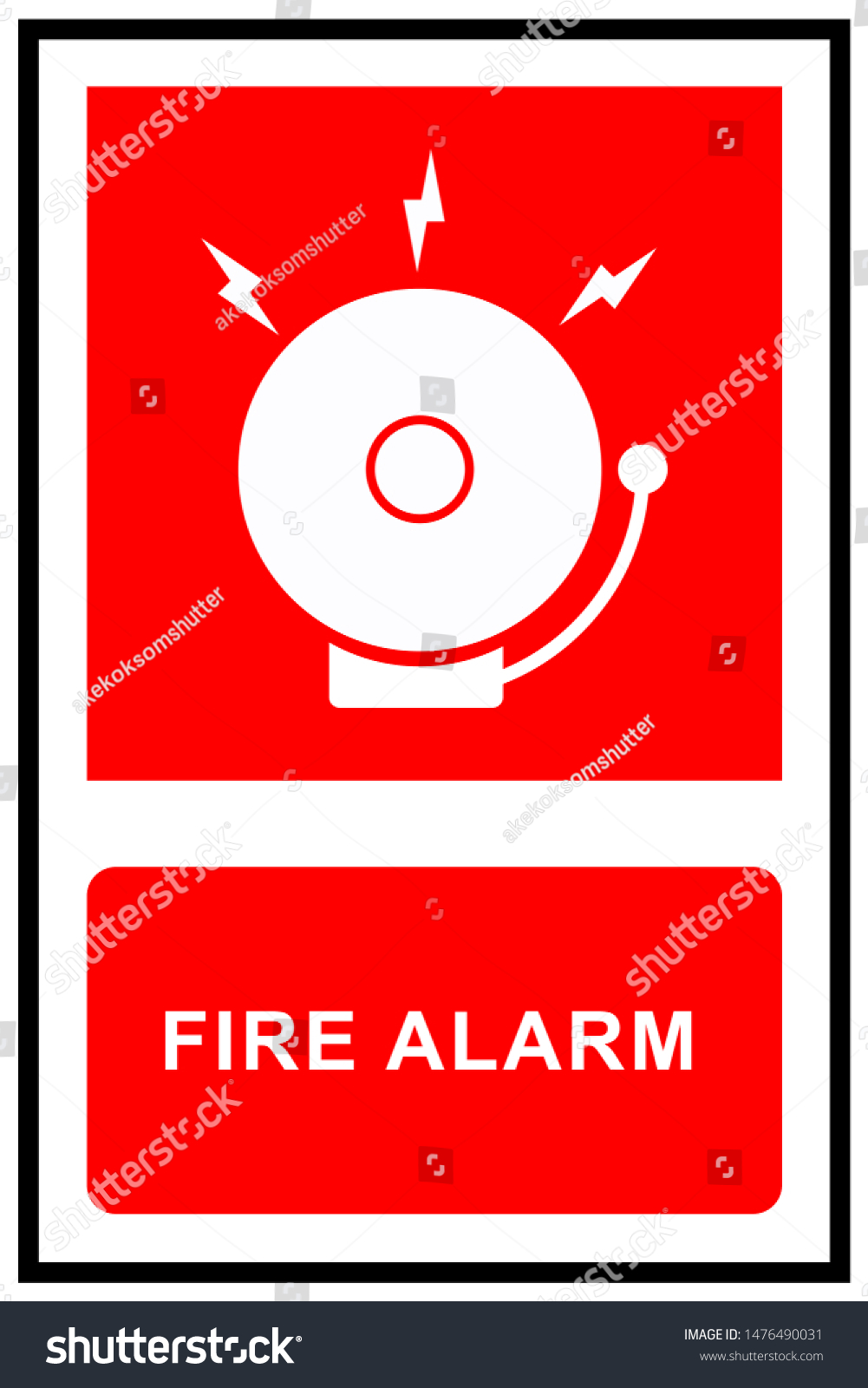 Fire Alarm Sign On Red White Stock Vector (Royalty Free) 1476490031 ...