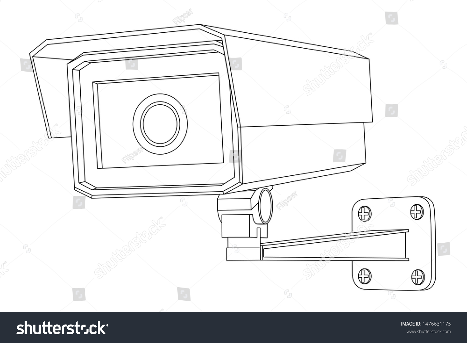 Cctv Security Camera Outline Drawing Vector Stock Illustration ...