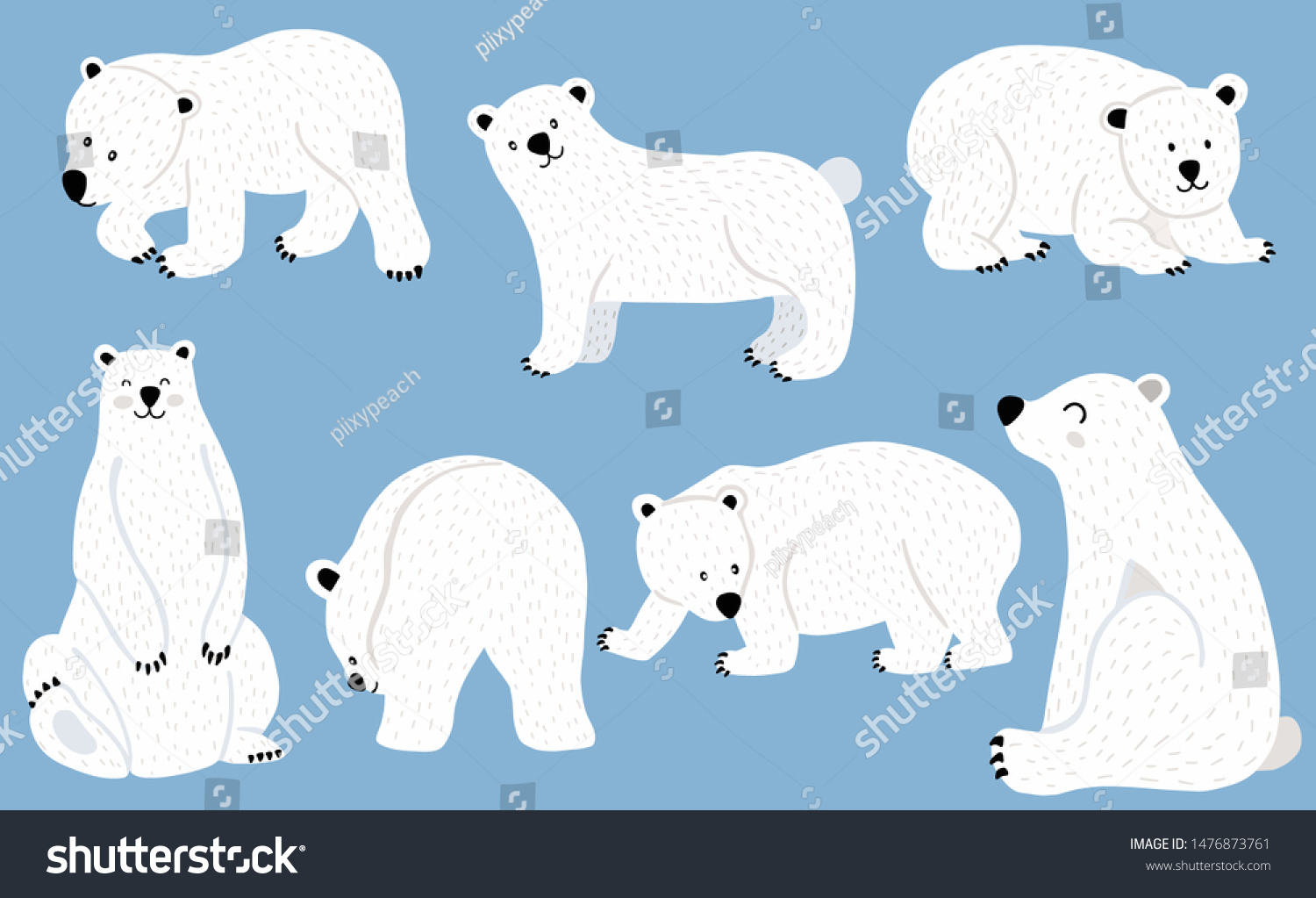 Simple White Bear Character Invitationprintablestickervector 