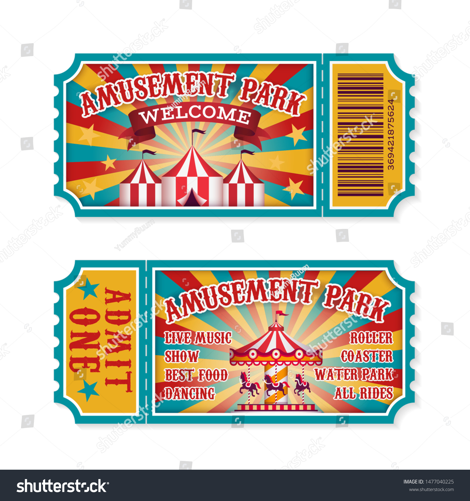 amusement-park-ticket-family-park-attractions-stock-vector-royalty