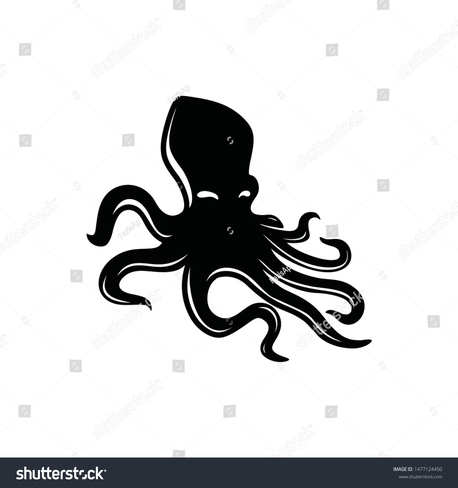 Octopus Silhouette Logo Vector Abstract Tentacles Stock Vector (Royalty ...