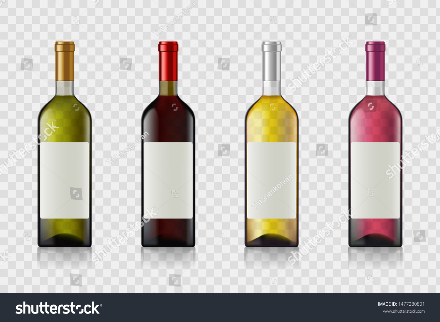 Set Wine Bottles Blank Labels Isolated Stock Vector (Royalty Free ...