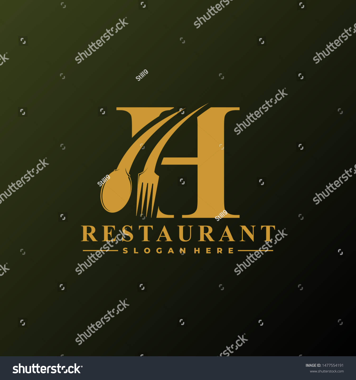 Initial Letter H Logo Spoon Fork Stock Vector (Royalty Free) 1477554191 ...