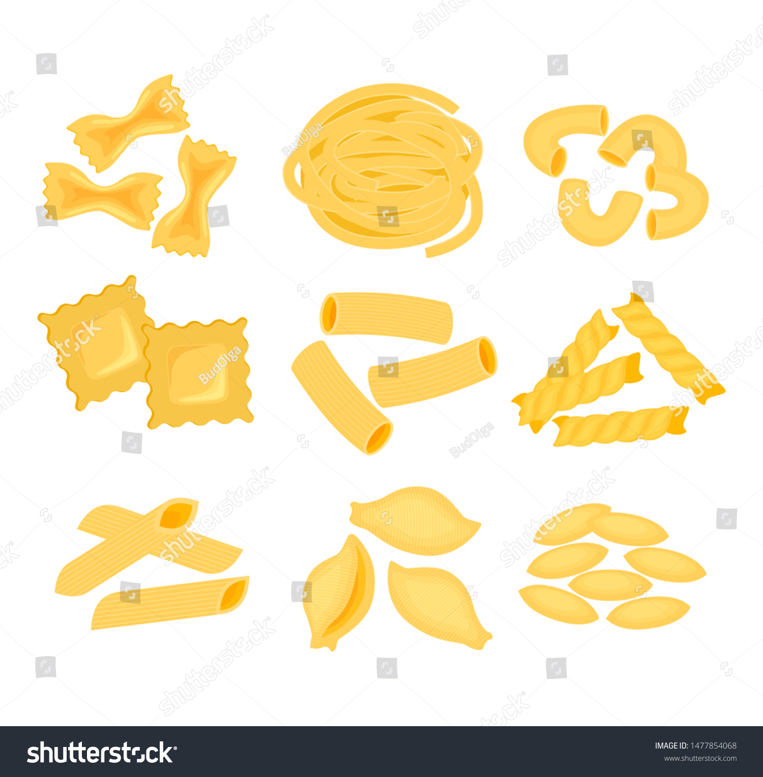 Cartoon Set Different Kind Italian Pasta Stock Vector (Royalty Free ...