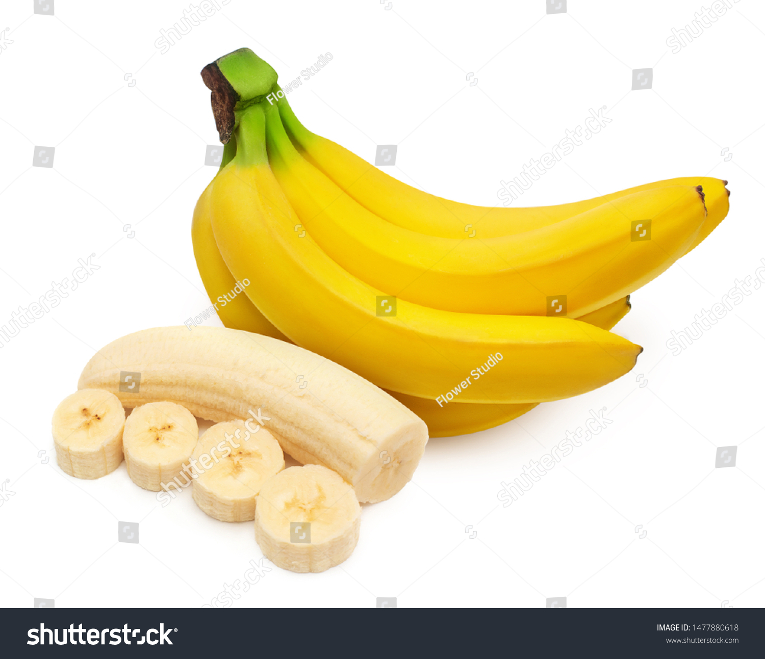 Banana Bunch Banana Without Peel Half Stock Photo (Edit Now) 1477880618.