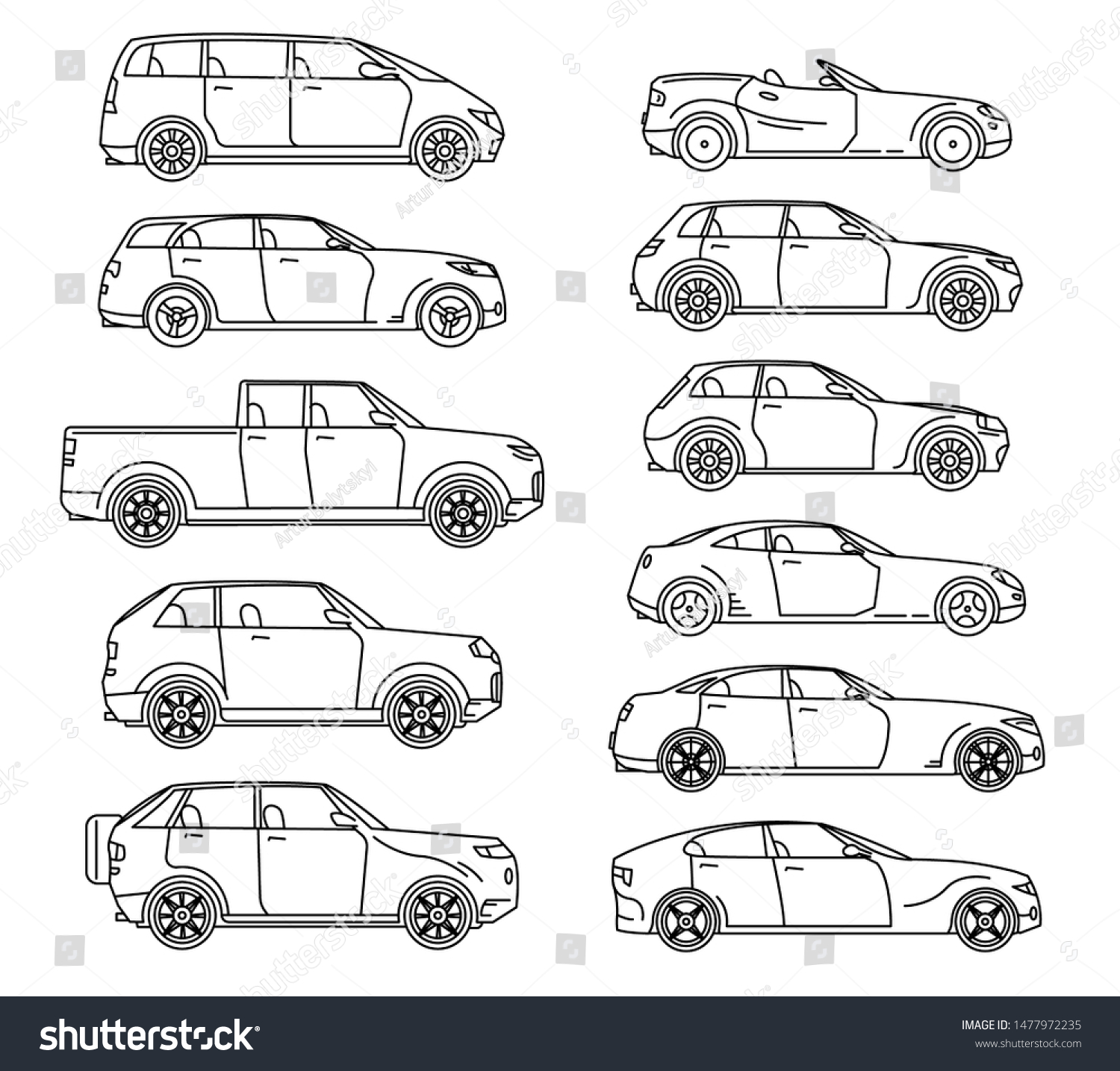 Car Body Style Passenger Coupe Outline Stock Vector (Royalty Free ...