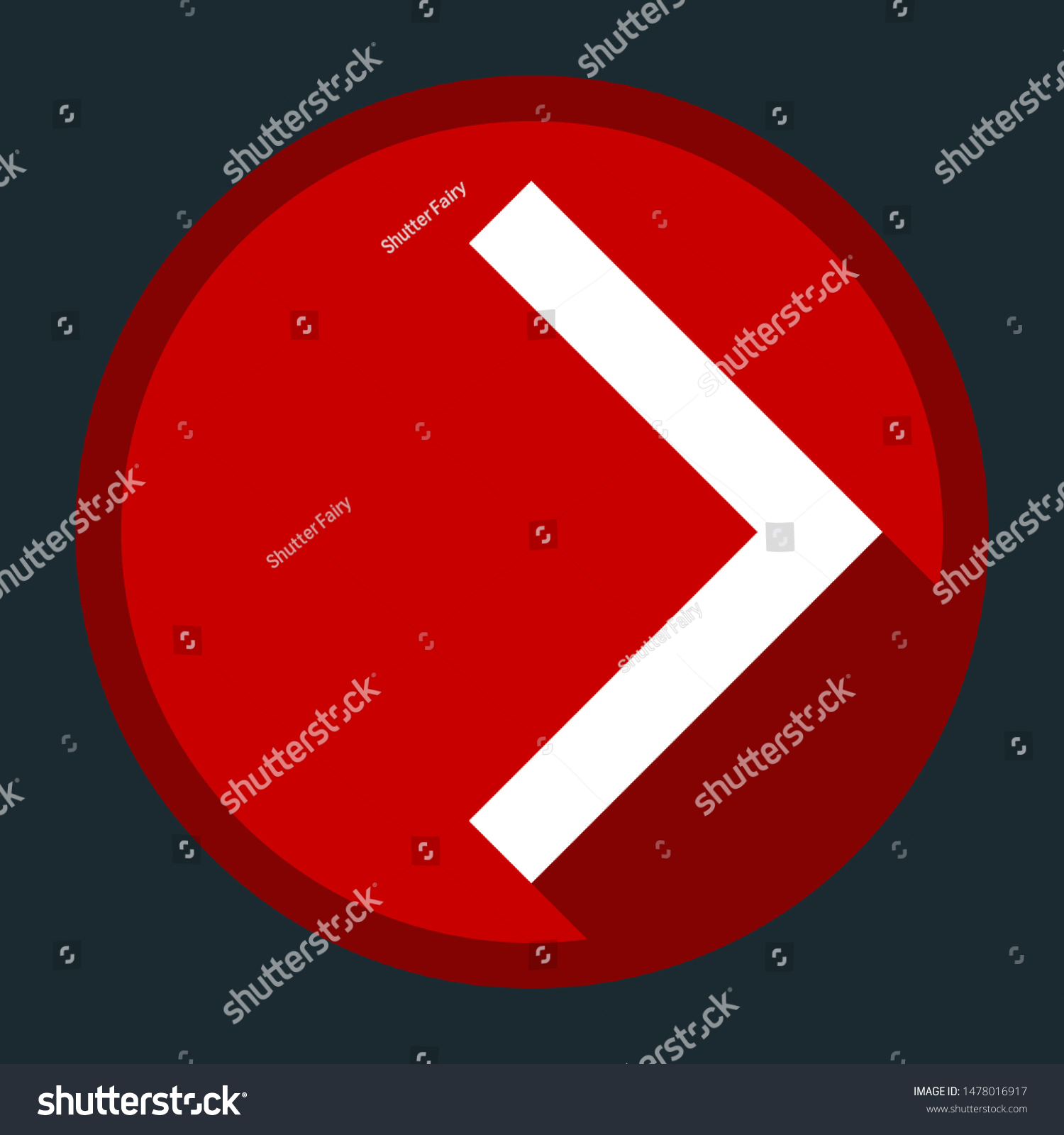 Right Arrow Icon White Icon Shadow Stock Vector Royalty Free