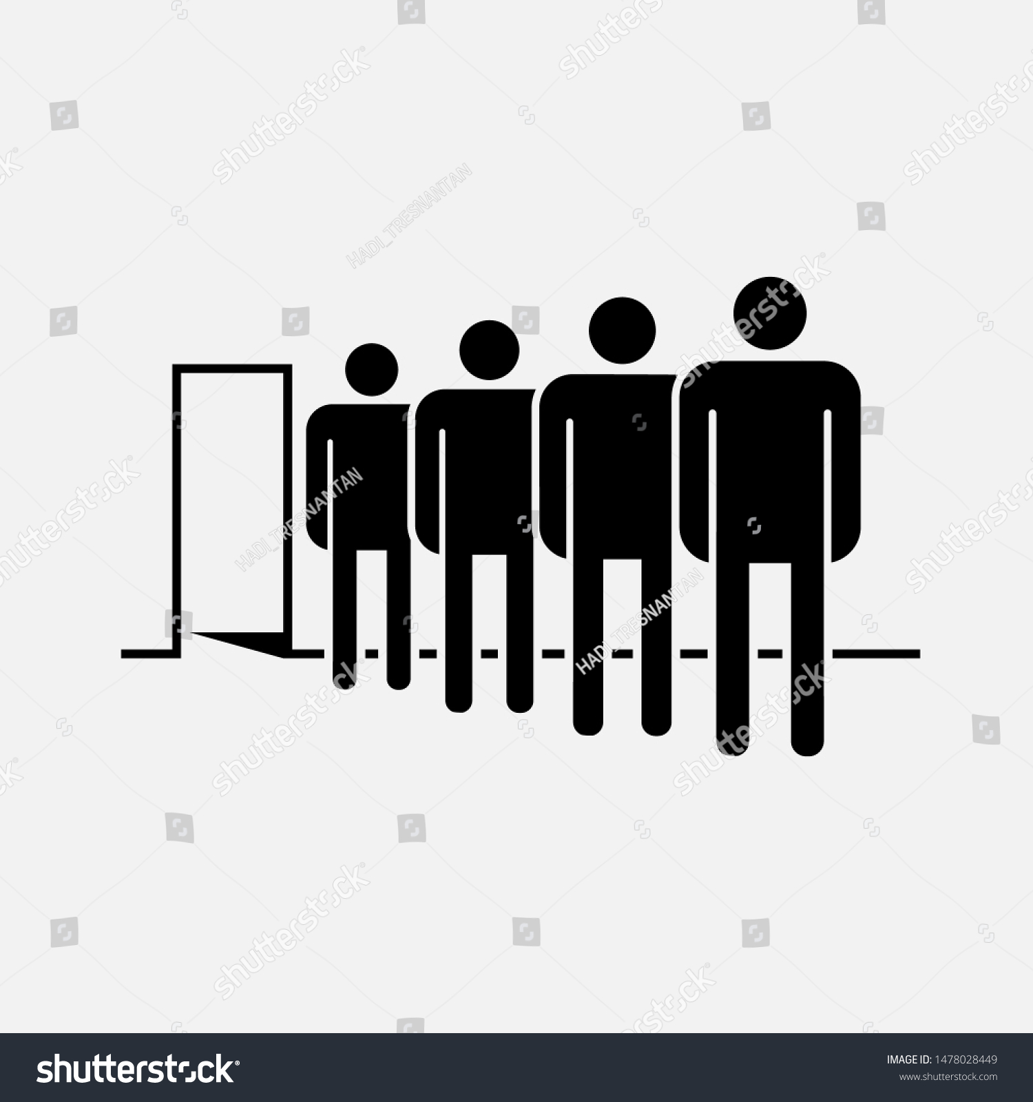 Queue Icon Line Standing People Illustration Stock Vector (Royalty Free ...