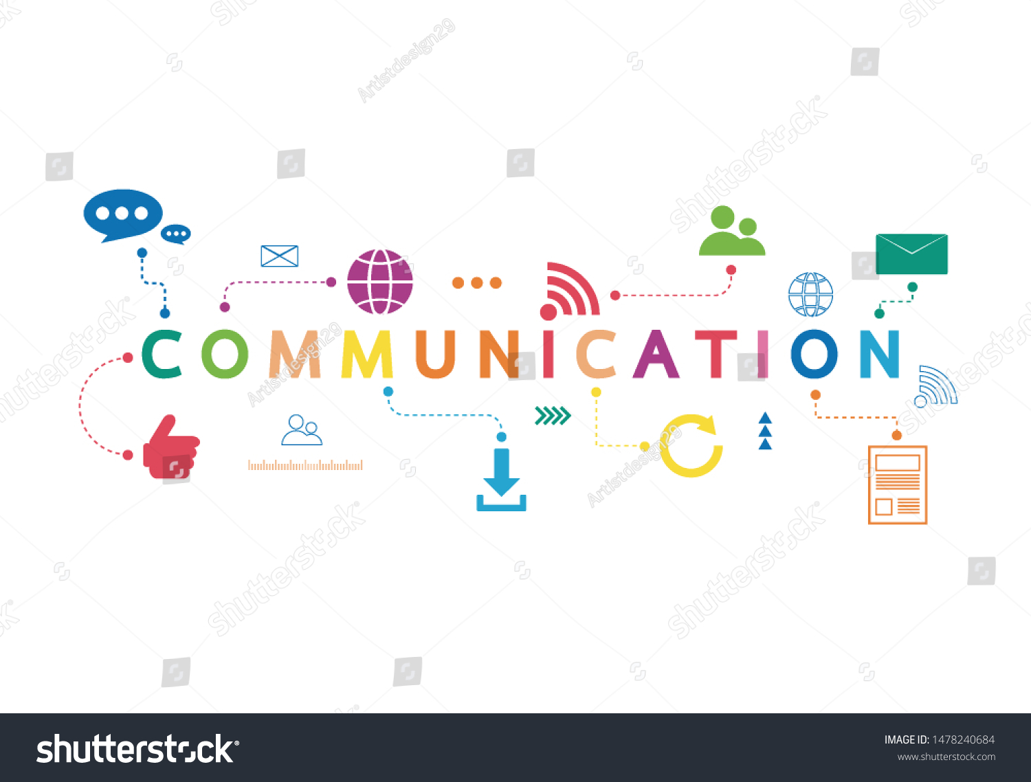 Vector Illustration Communication Concept Word Communication Stock ...