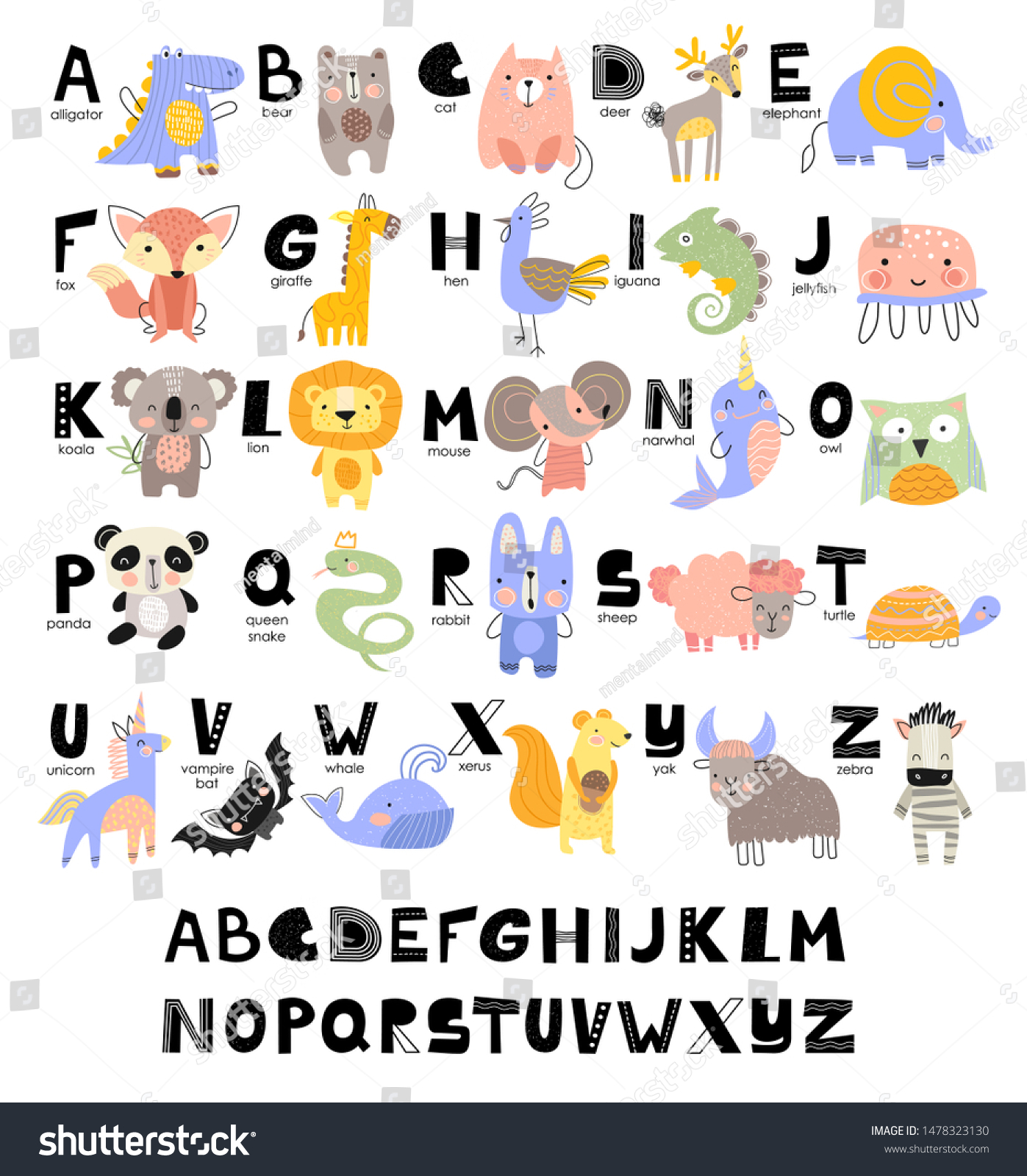 Funny Alphabet Young Children Names Pictures Stock Vector (Royalty Free ...