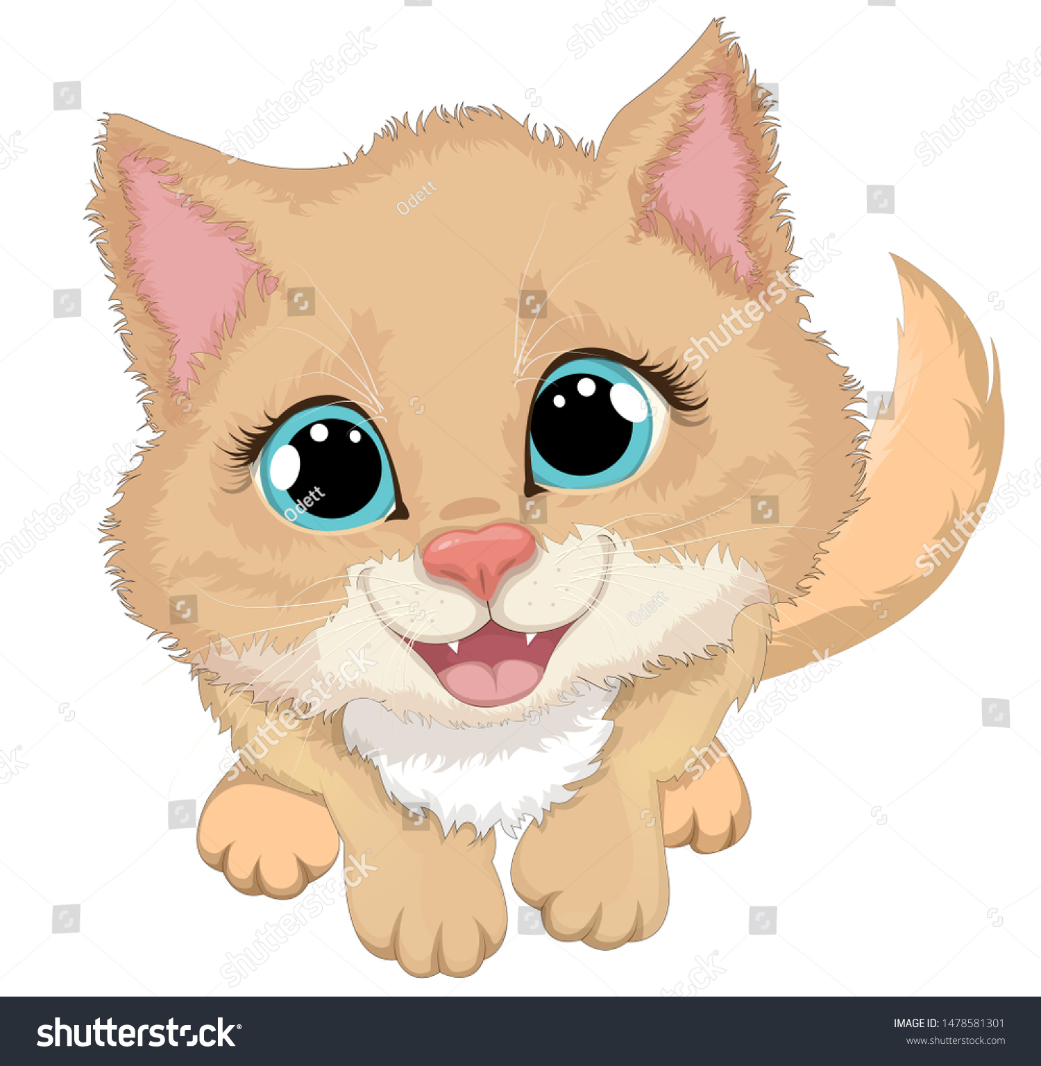 cute cat clipart face excited
