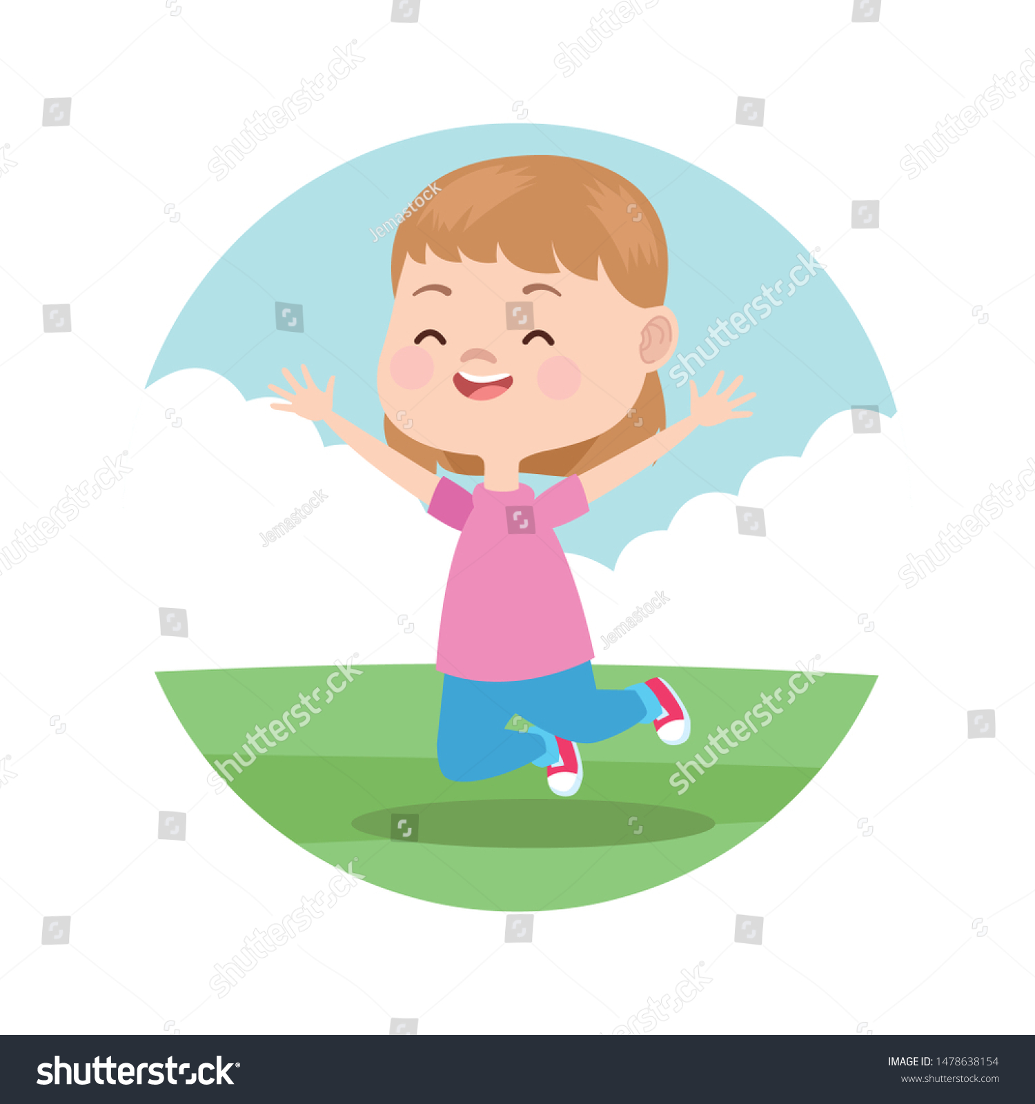 Little Girl Smiling Playing Park Cartoon Stock Vector (Royalty Free ...