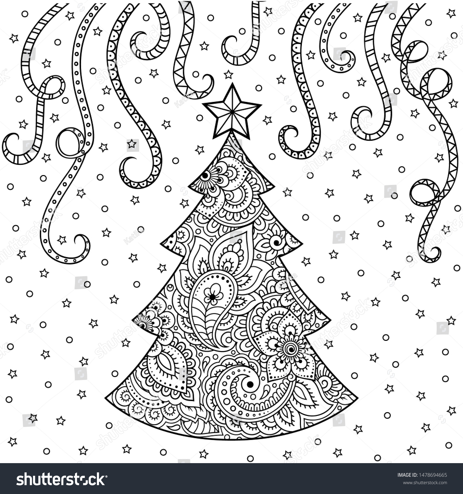 Christmas Holiday Decoration Tree Mehndi Style Stock Vector (Royalty ...