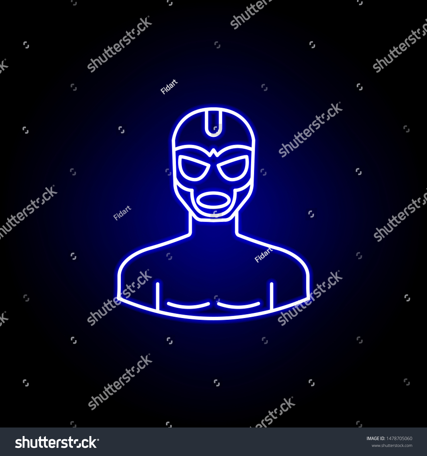 Avatar Wrestler Line Icon Blue Neon Stock Illustration 1478705060 ...