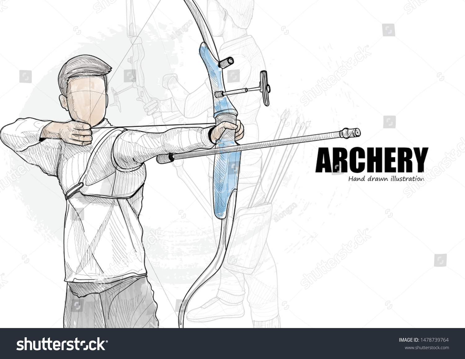 Portrait Male Athlete Practicing Archery On Stock Vector (Royalty Free ...