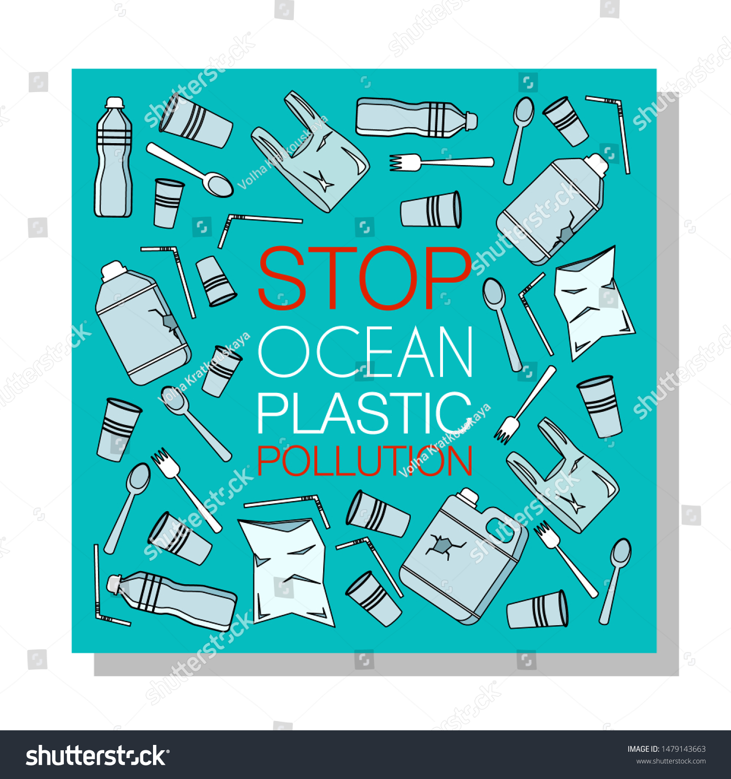 Stop Ocean Plastic Pollution Ecological Poster Stock Vector (Royalty ...