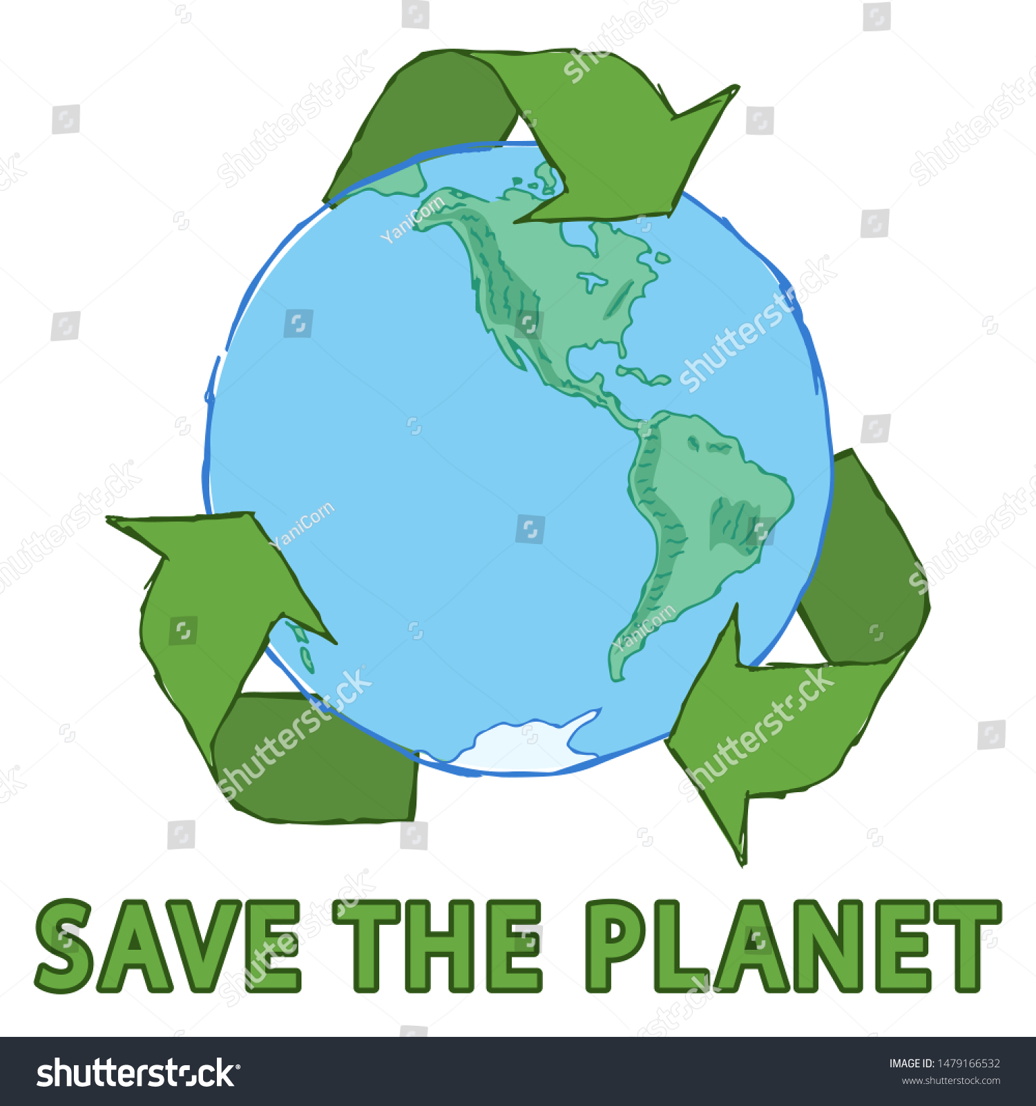 Save Planet Concept Art Waste Problem Stock Vector (Royalty Free ...