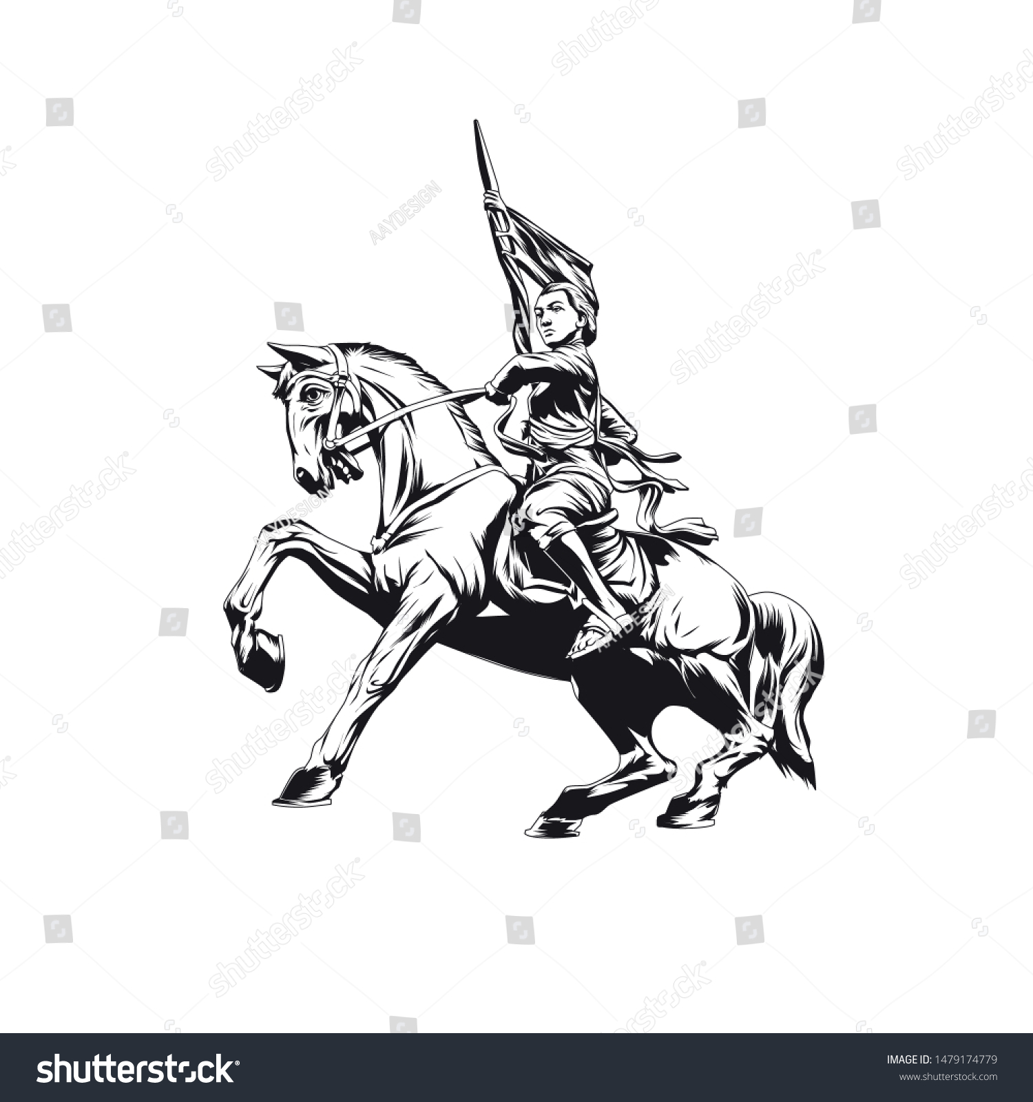 Vector Woman Heroes Horse Fighting Stock Vector (Royalty Free ...