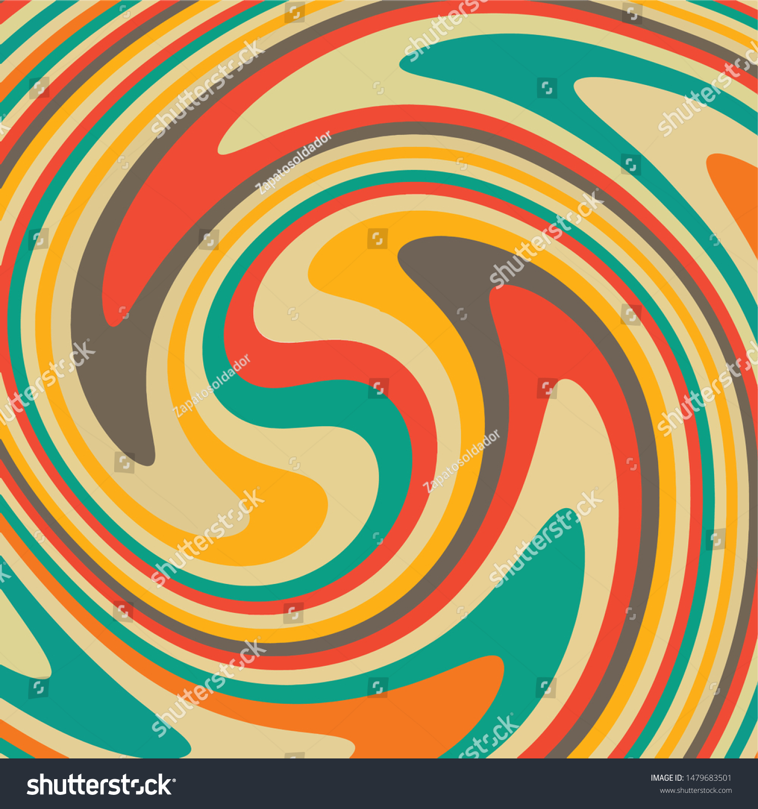 Twirl Paint 70s Retro Colors Abstract Stock Vector (Royalty Free ...