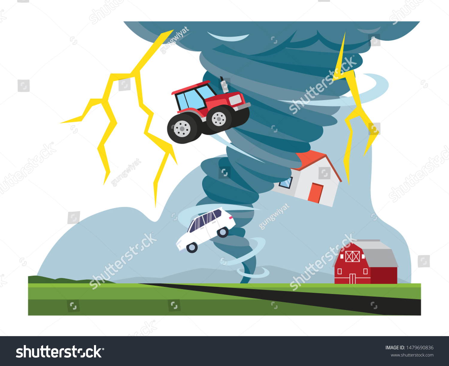 Tornado Hurricane Natural Disaster Illustration Tiny Stock Vector ...