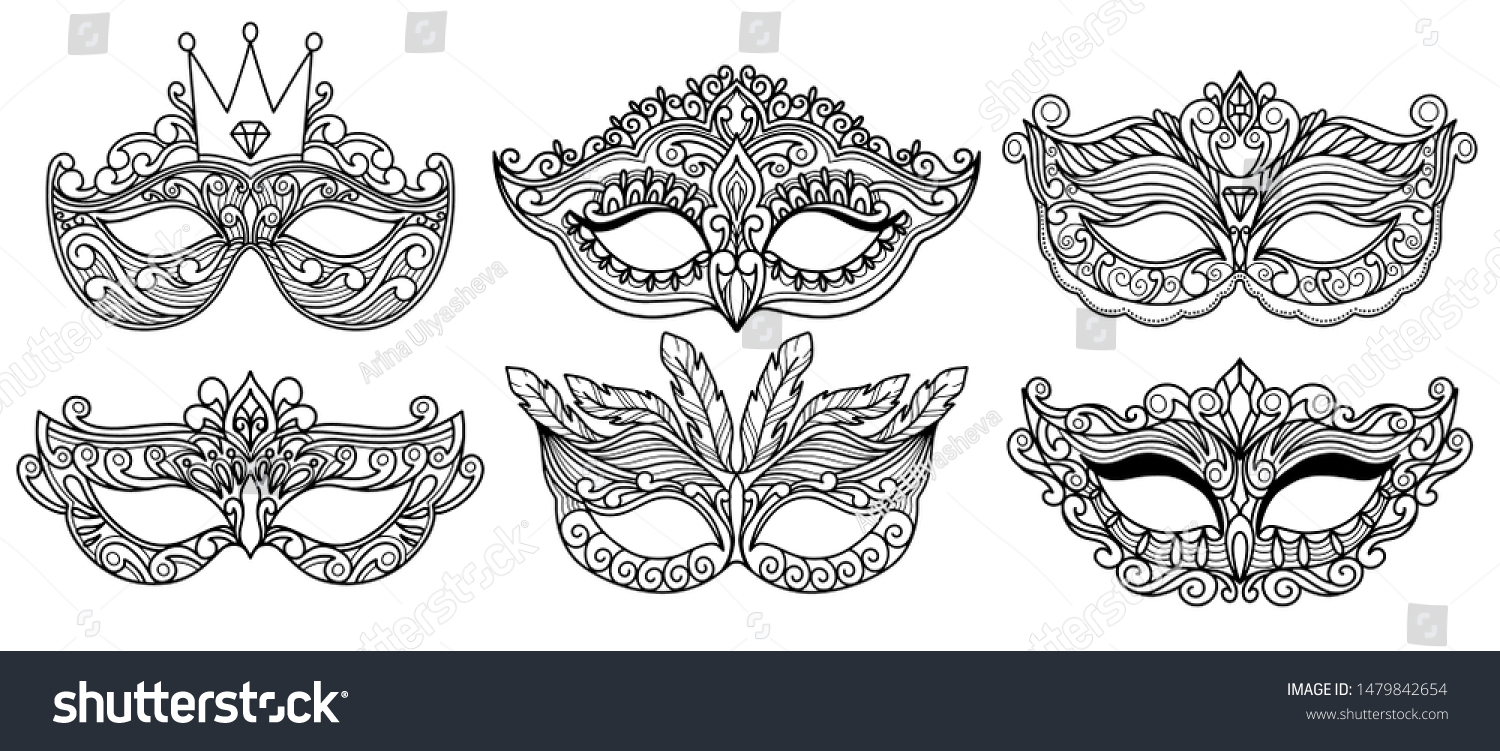 Set Tradition Carnival Mask Accessory On Stock Vector (Royalty Free ...