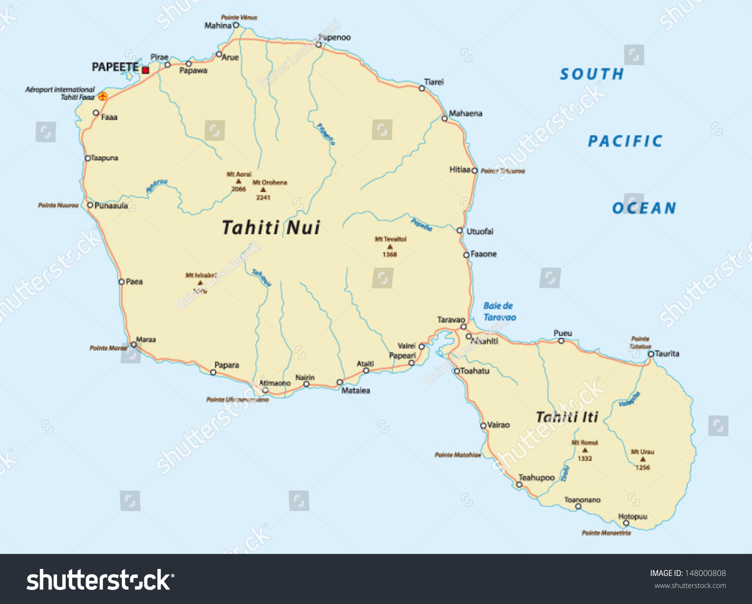 Road Map Tahiti Stock Vector (Royalty Free) 148000808 | Shutterstock