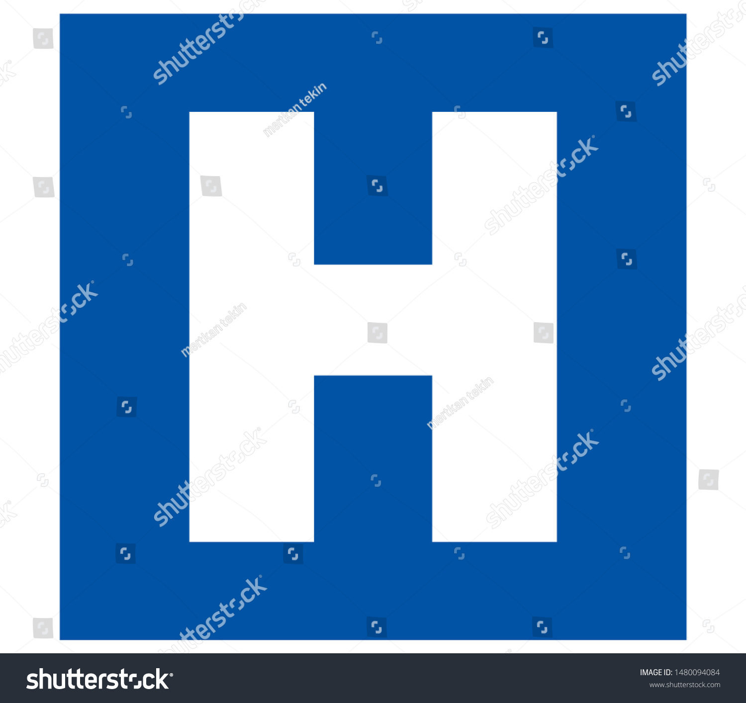 Hospital Text Icon Blue Color Isolated Stock Vector (Royalty Free ...