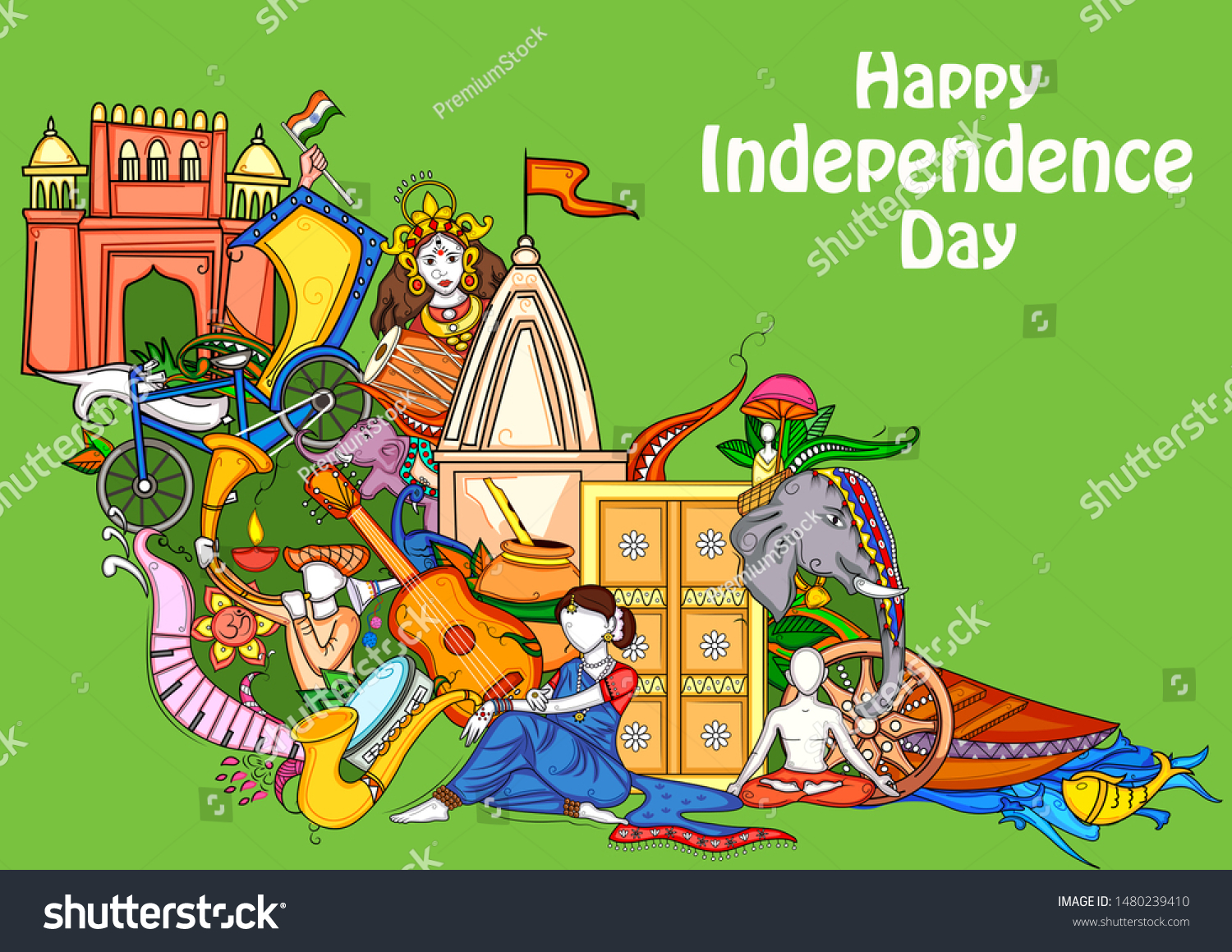 Vector Design Indian Collage Illustration Showing Stock Vector (Royalty ...