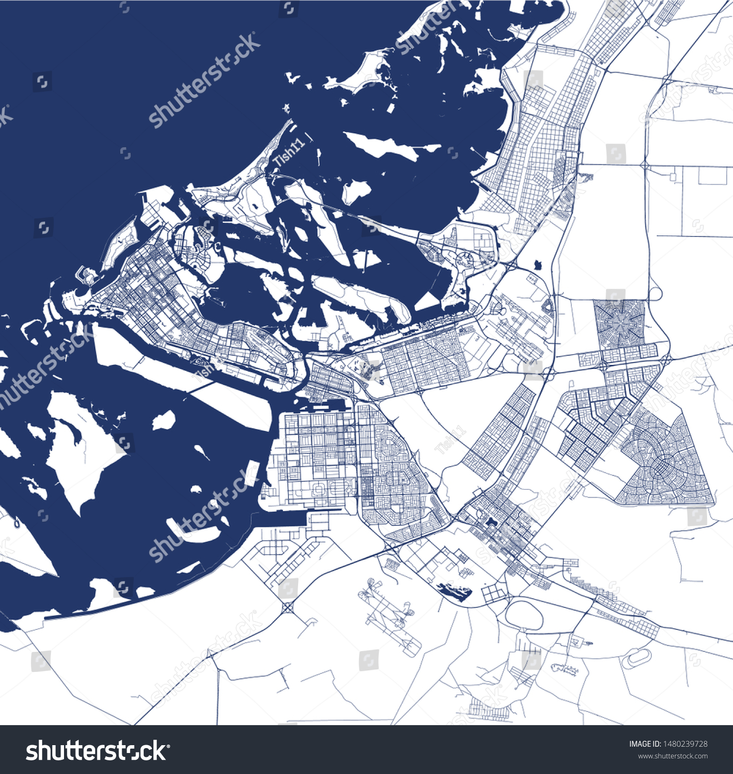 Vector Map City Abu Dhabi United Stock Vector (Royalty Free) 1480239728 ...