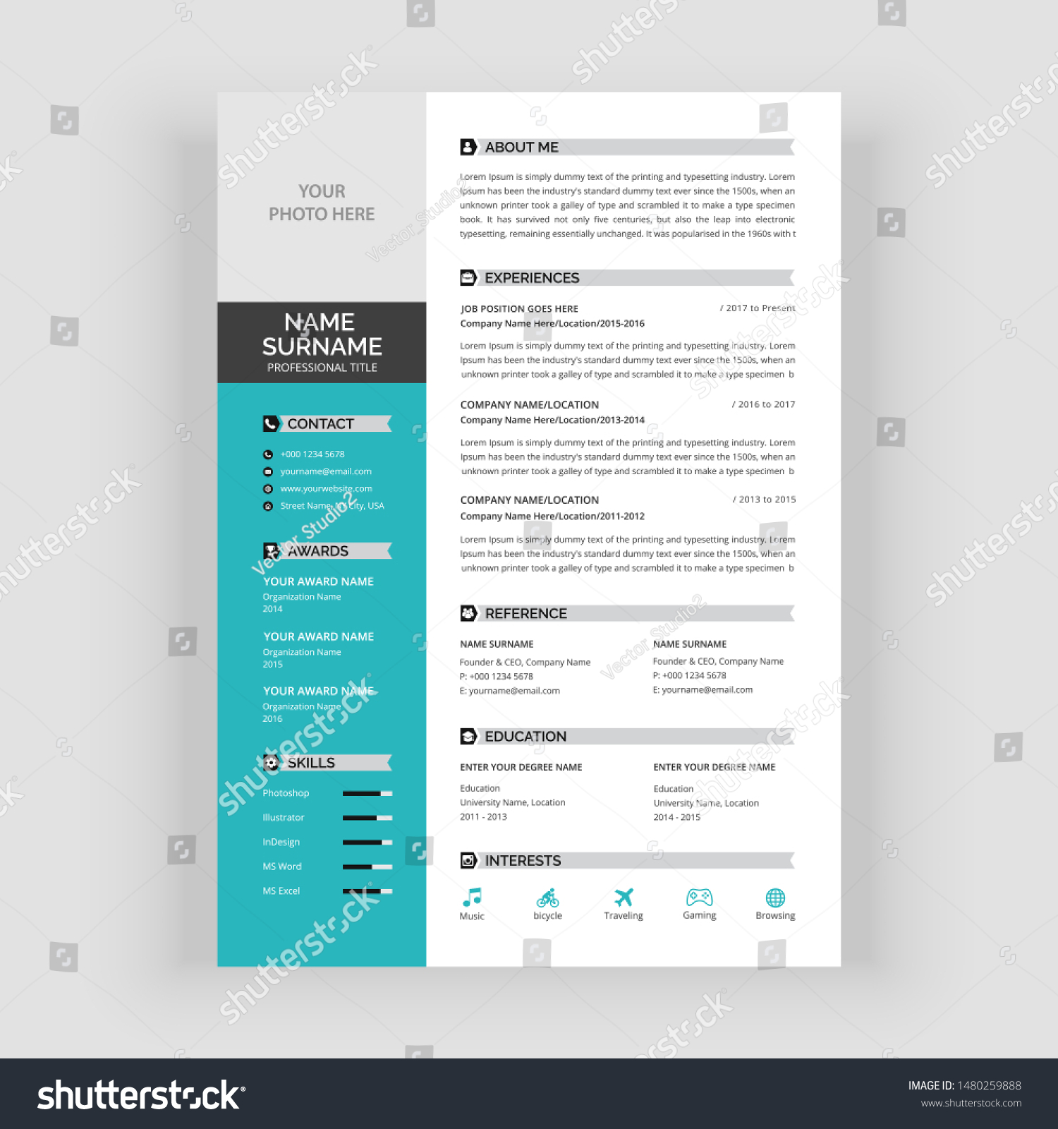 Simple Curriculum Vitae Template Cv Template Stock Vector (royalty Free 