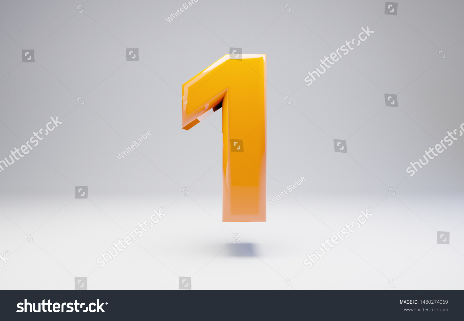 Number 1 3d Orange Glossy Number Stock Illustration 1480274069