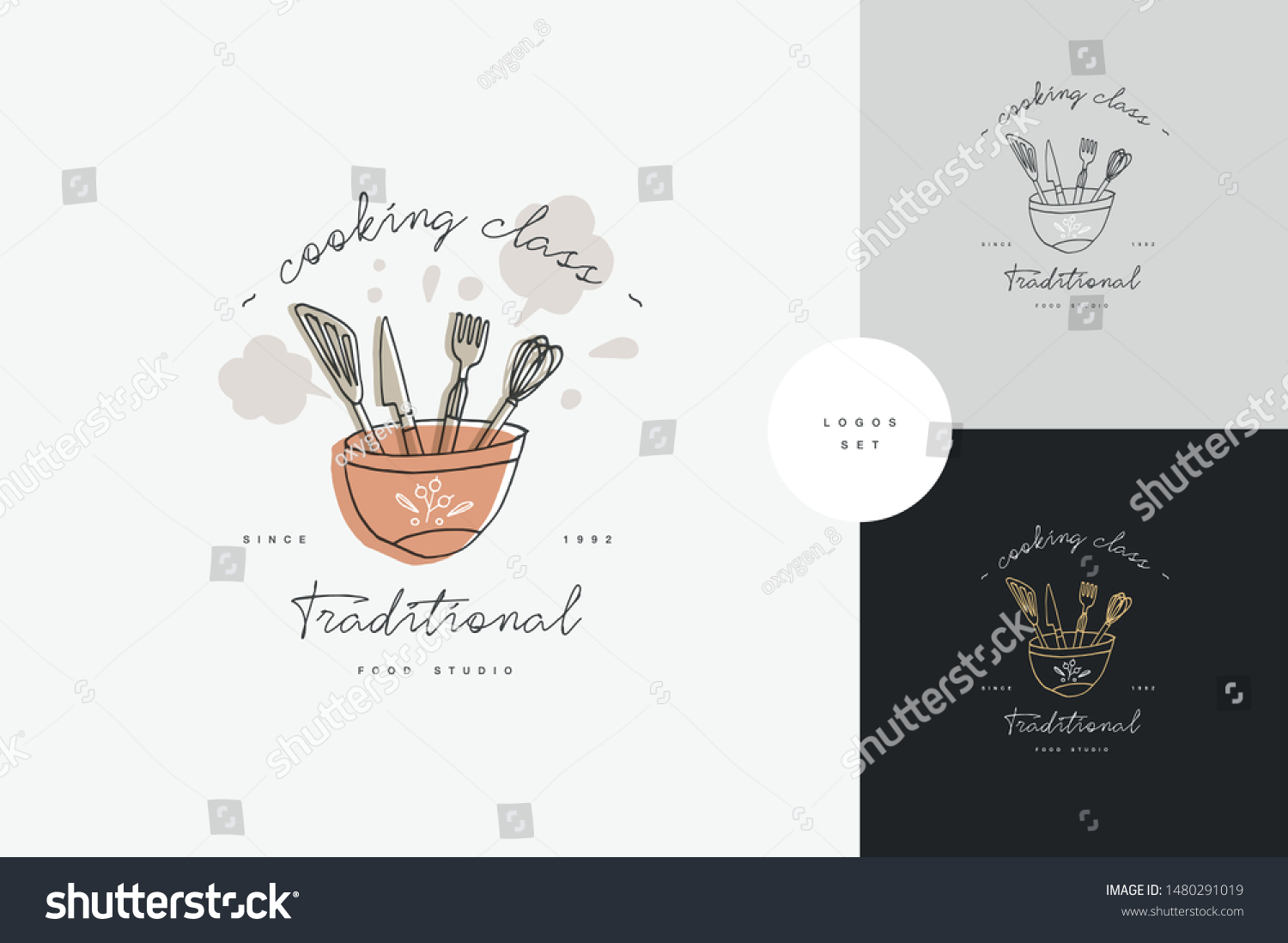 Cooking Class Linear Design Elements Set Stock Vector Royalty Free 1480291019 Shutterstock