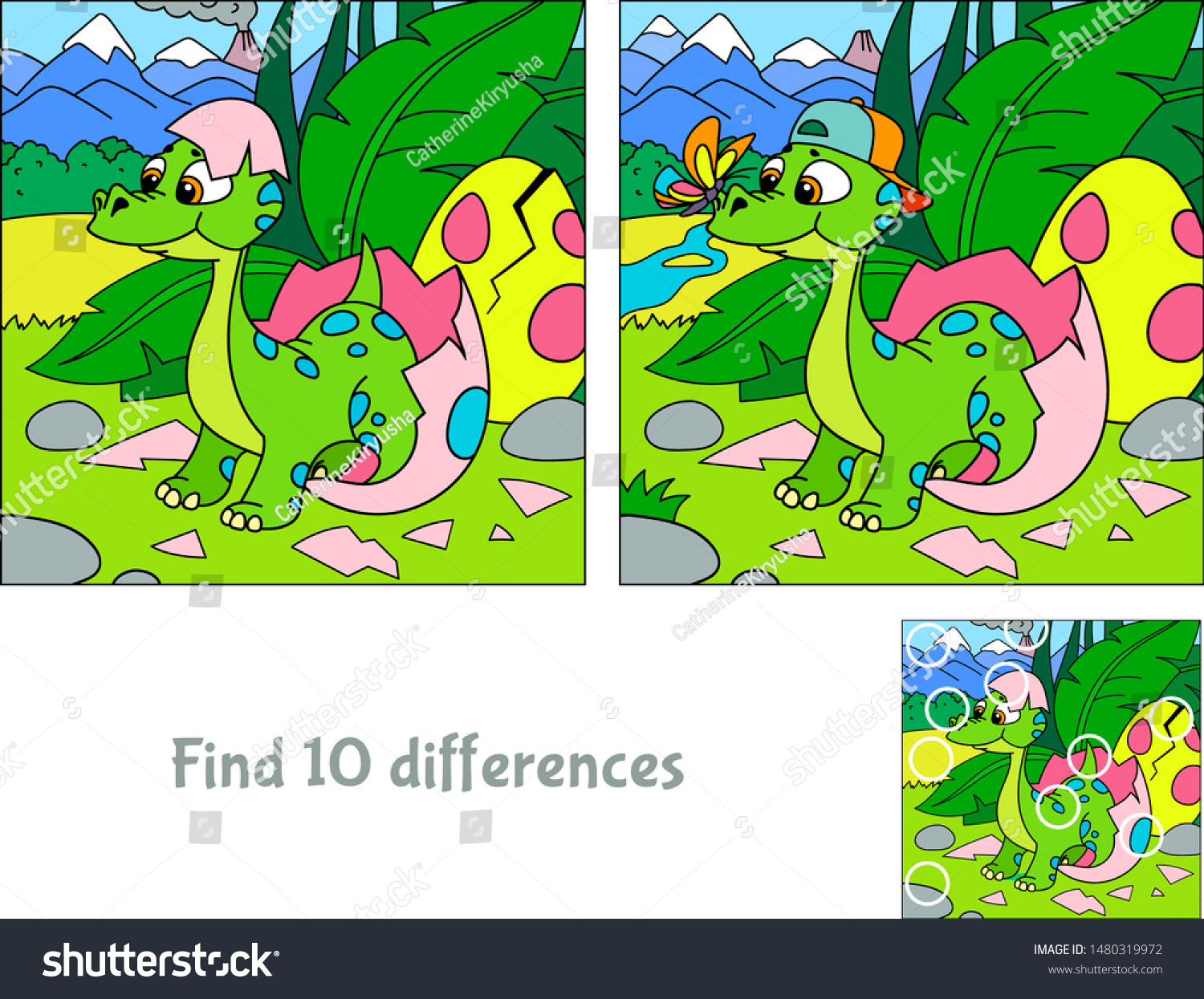 Найди 10 отличий динозавры