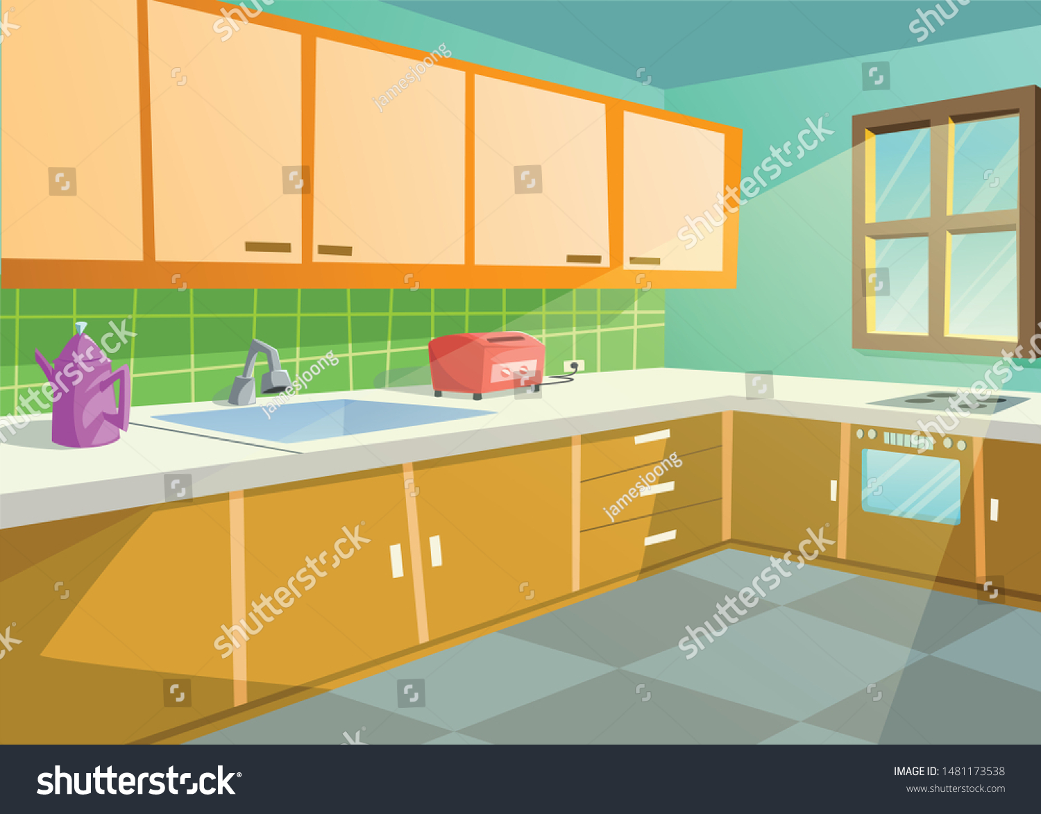 Cartoon Image Kitchen House Very Beautiful Stock Vector (Royalty Free ...