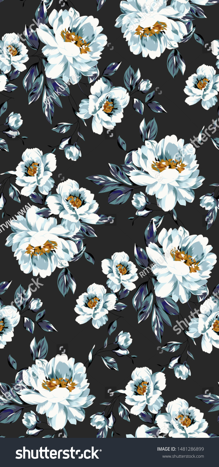 Floral Flower Pattern Background Stock Illustration 1481286899 ...