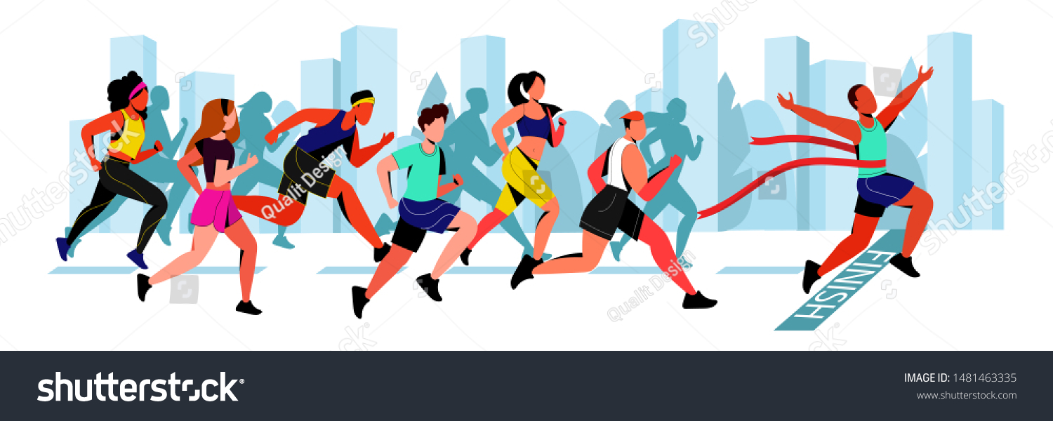 Young Guy Wins City Marathon Vector Stock Vector (Royalty Free ...