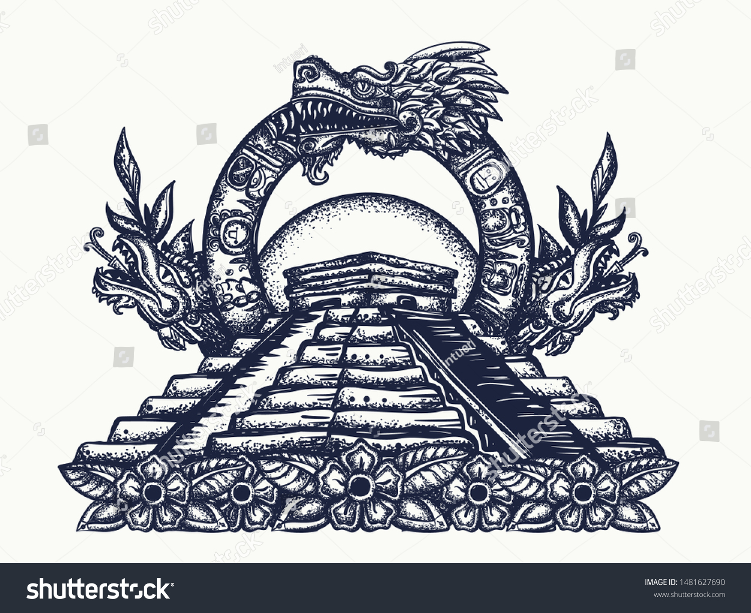 Ancient Maya Civilization Kukulkan Feathered Serpent Stock Vector ...