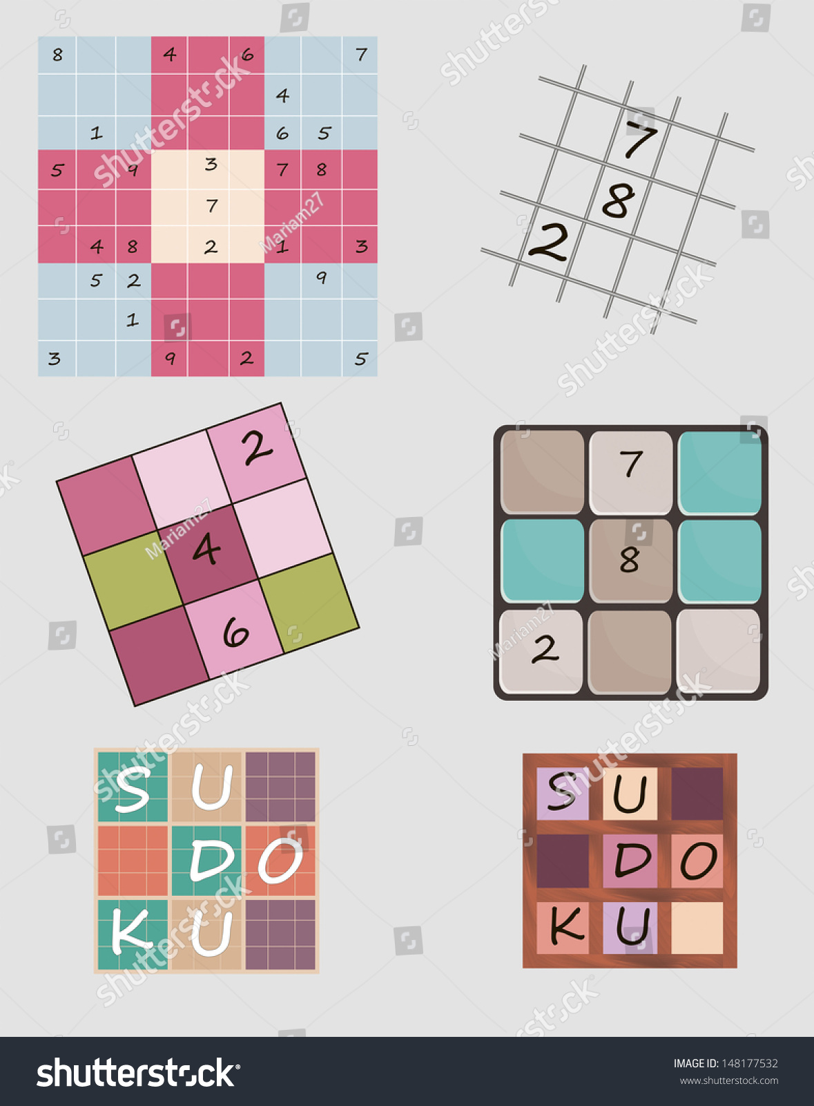 Set Vector Illustrations Sudoku Game Including Stock Vector (Royalty ...