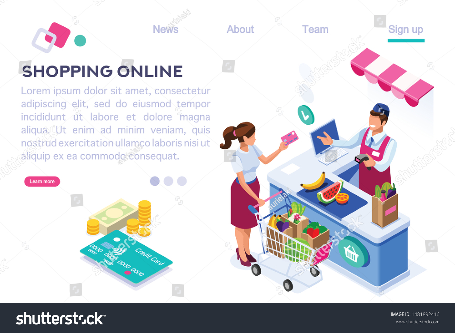 Paper Customer Pay Store Goods Cartoon Stock Vector (Royalty Free ...