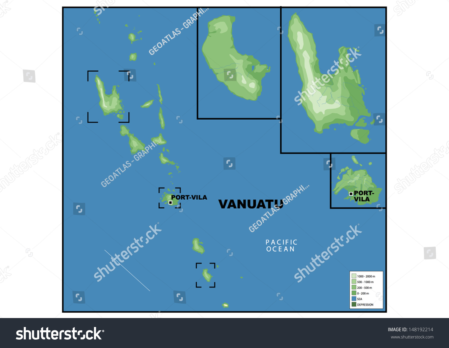 Physical Map Vanuatu Stock Illustration 148192214 Shutterstock   Stock Photo Physical Map Of Vanuatu 148192214 